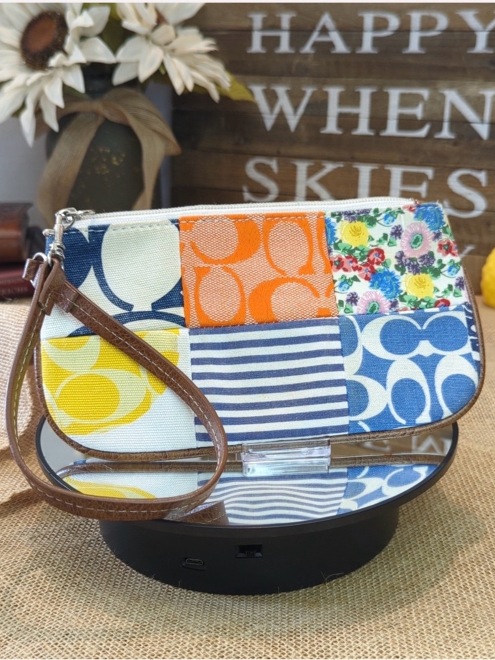 Coach Y2K Patchwork Signature Wristlet Multicolor Graffiti C Canvas Pouch